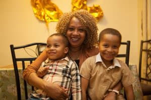 Caregiver Sharon with her two grandsons